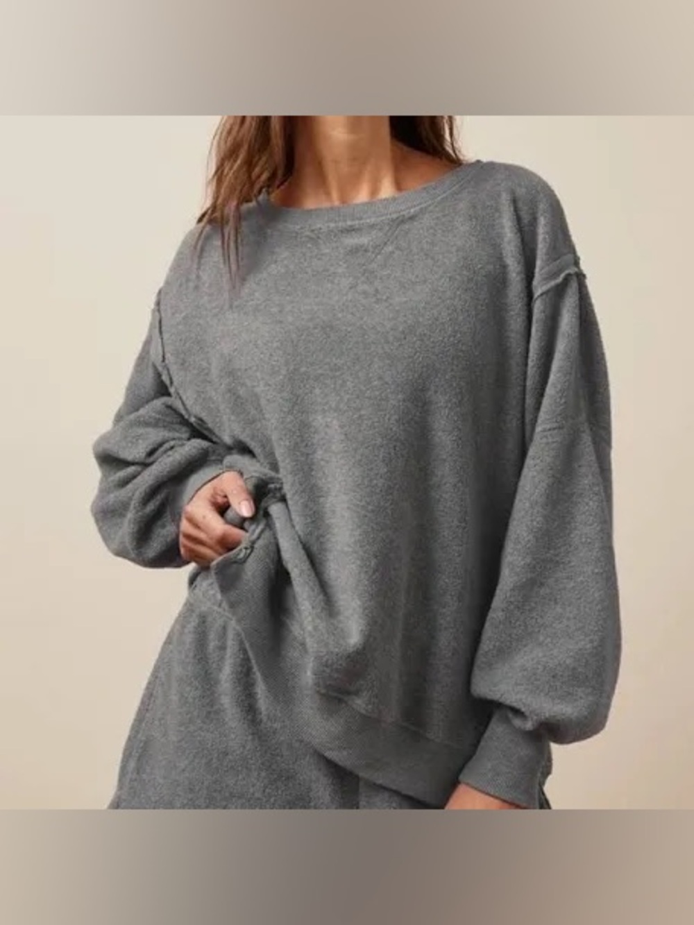 NWT American Eagle Big Huggable Reverse Fleece Pullover Sweatshirt Large